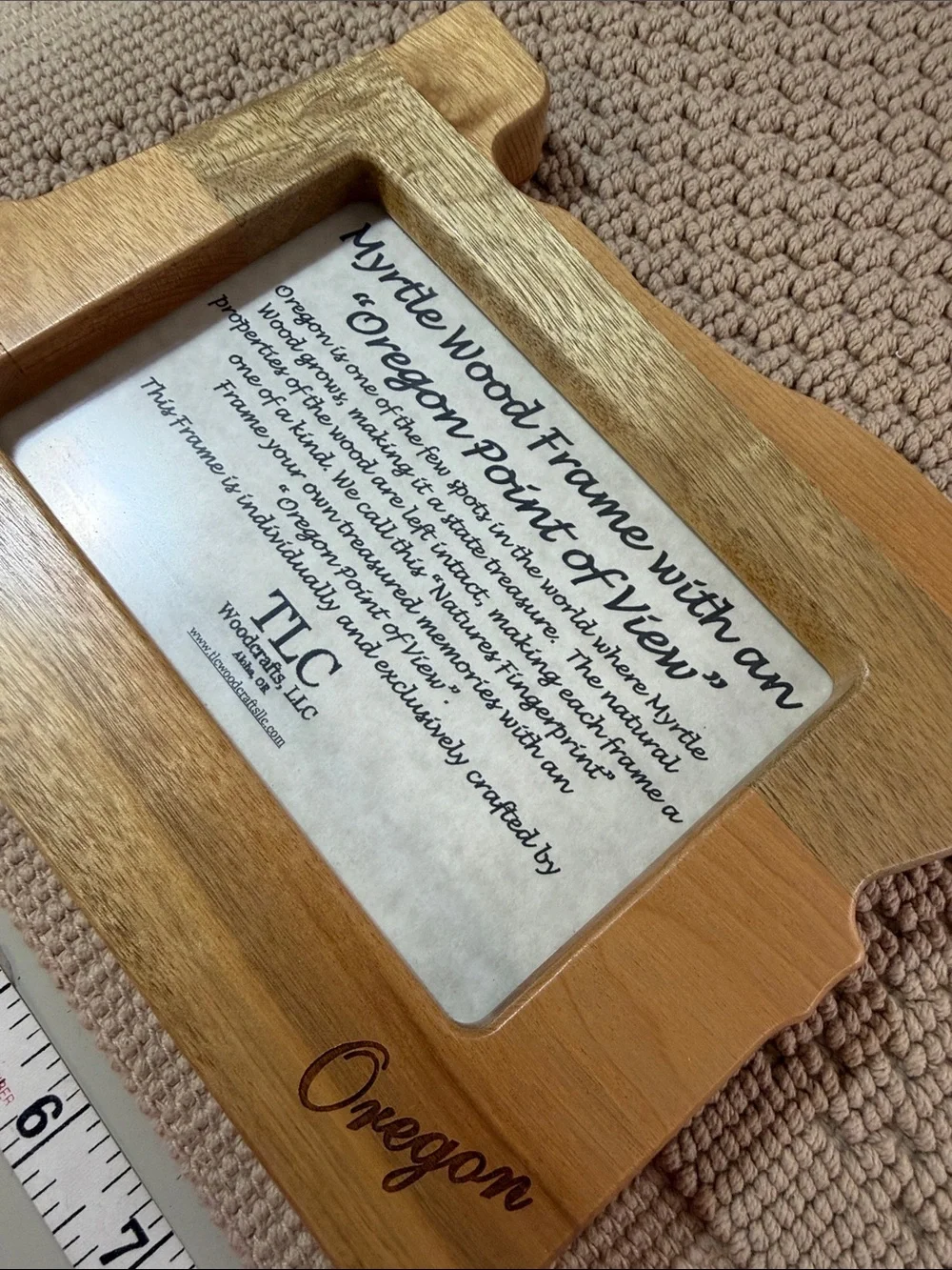 TLC Woodcrafts Oregon Myrtlewood State-Shaped 4x6 Photo Frame